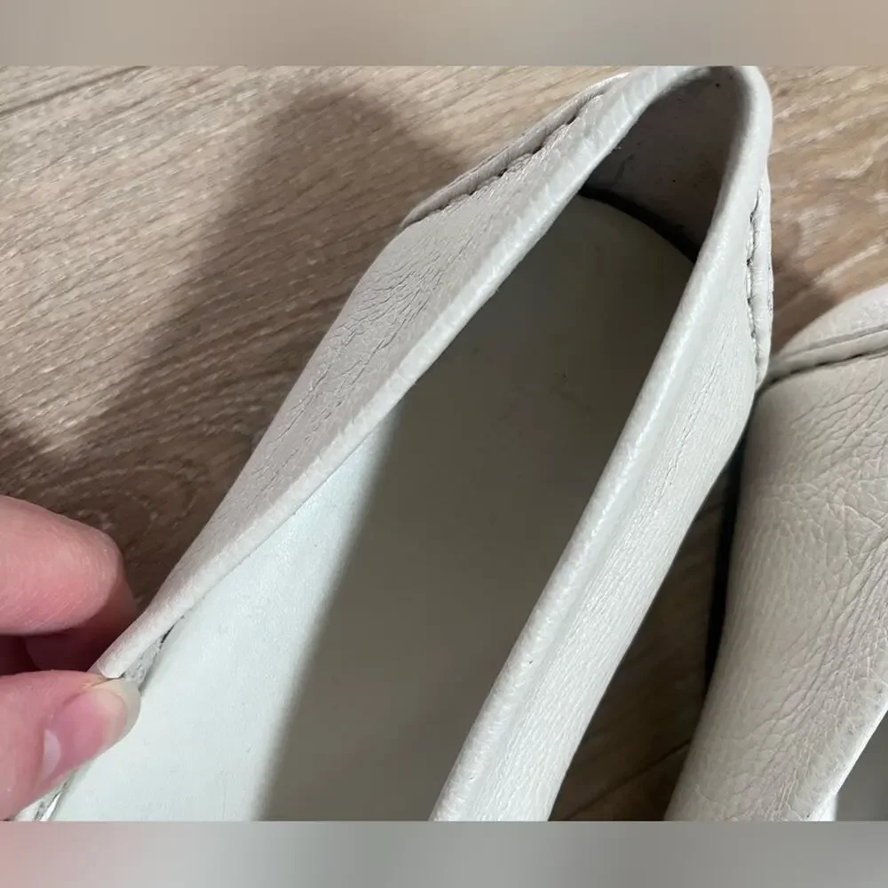 Talbots White Leather Loafers Womens Size 11B Classic Preppy Slip On Shoes - Picture 7 of 7